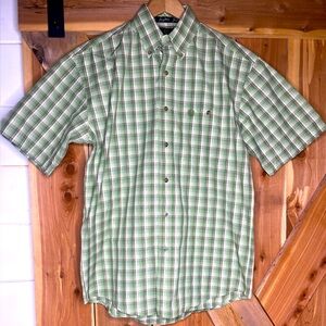 NWT Wrangler George Straight collection Men's Small green Plaid Button Down